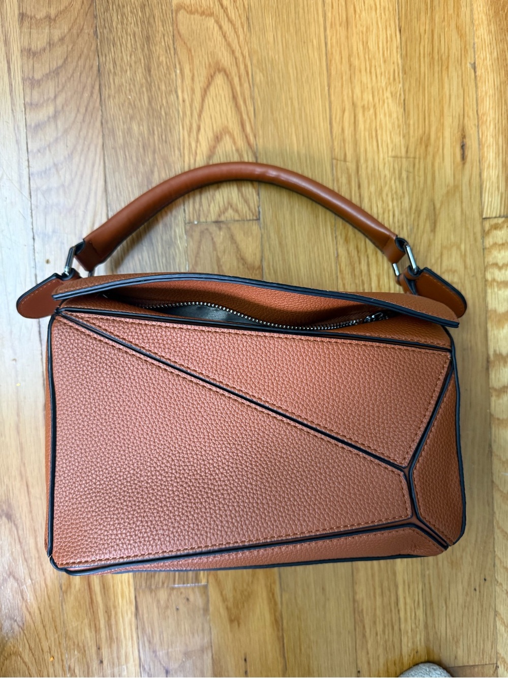 Structured Top-Handle Women’s Bag in Cognac Brown